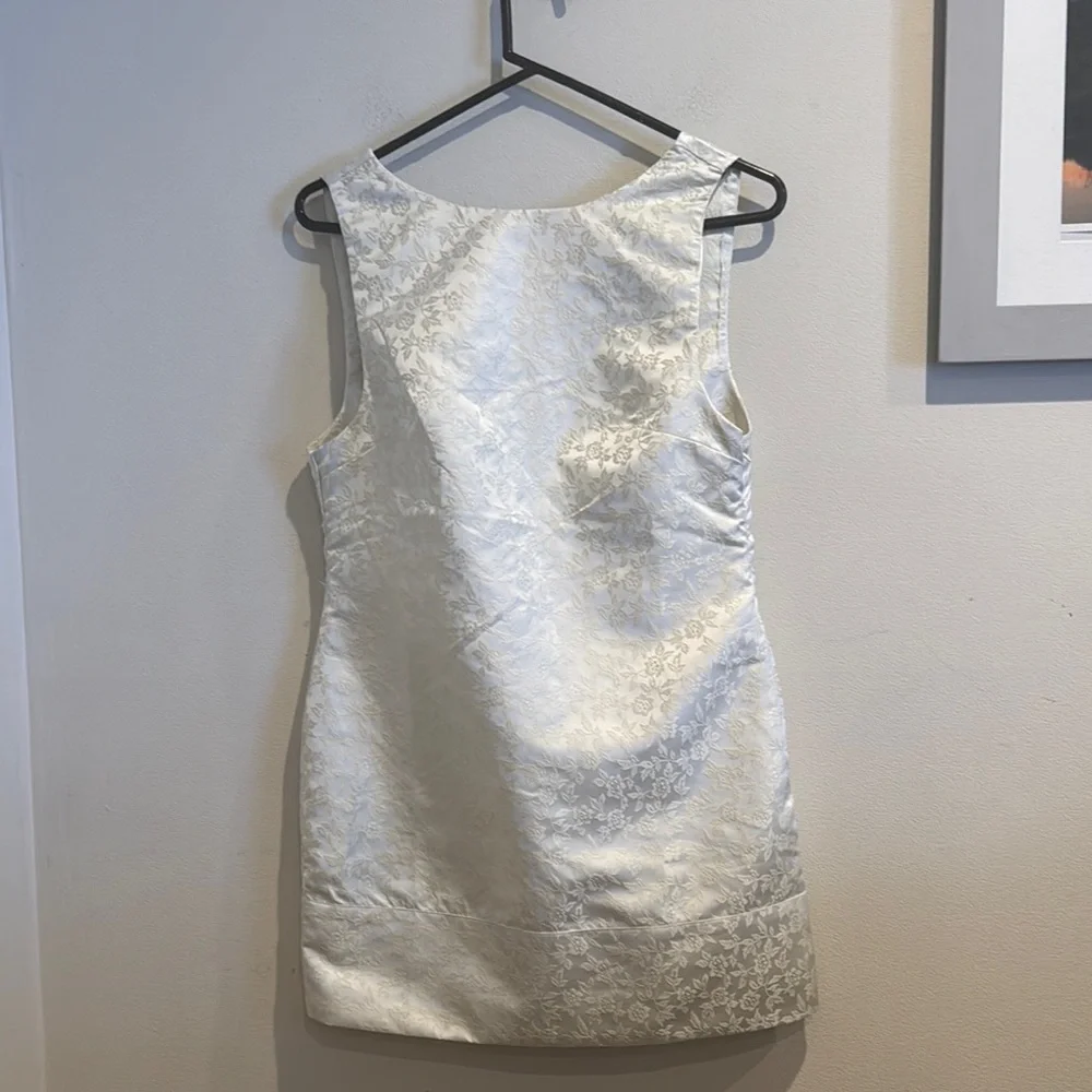 NWOT‎ Satin Free People Blake Mini Shift Dress XS White With Bow Details - Picture 3 of 10